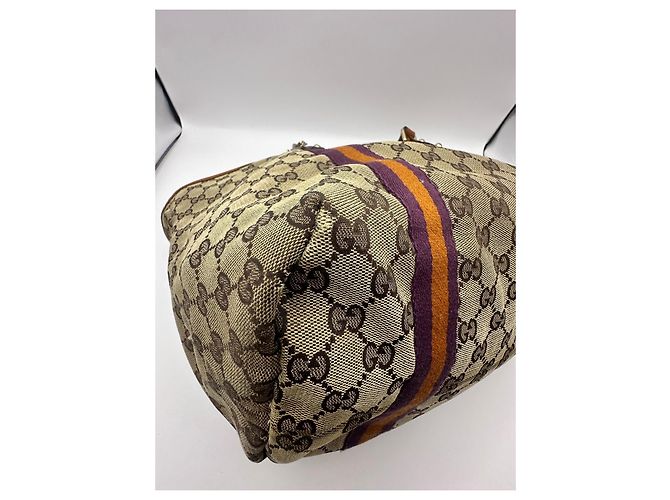 Borsa Tote Gucci in tela monogramma Marrone Beige Arancione Porpora - vista 6