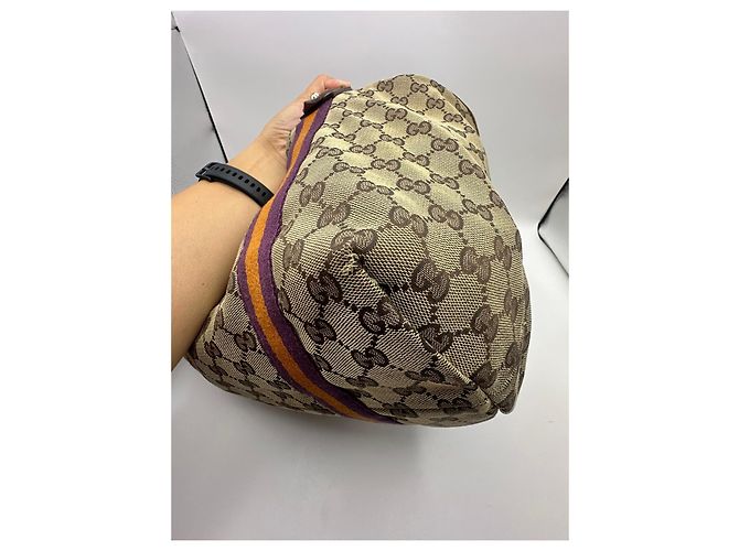 Borsa Tote Gucci in tela monogramma Marrone Beige Arancione Porpora - vista 7