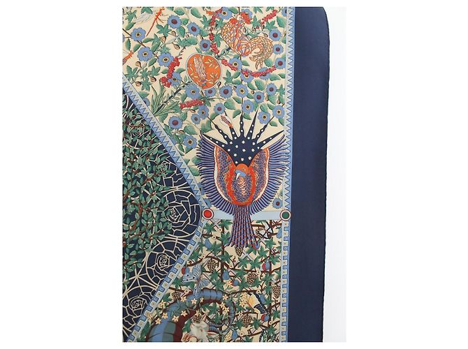 Hermès Foulard di Seta Axis Mundi Edizione Speciale 2000 Blu Navy Bianco Rosso Beige Verde Arancione - vista 4