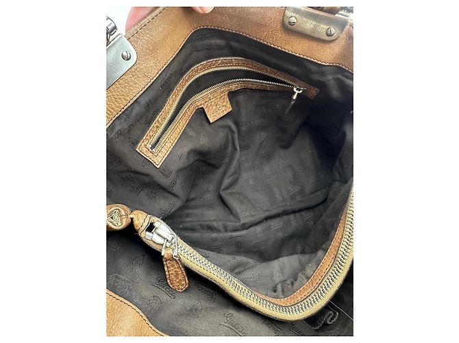 Borsa Tote Gucci Abbey Monogram Canvas Bamboo Marrone Monogramma - vista 13