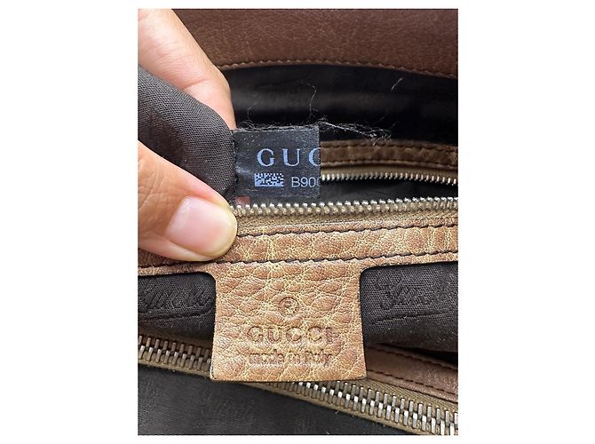 Borsa Tote Gucci Abbey Monogram Canvas Bamboo Marrone Monogramma - vista 14