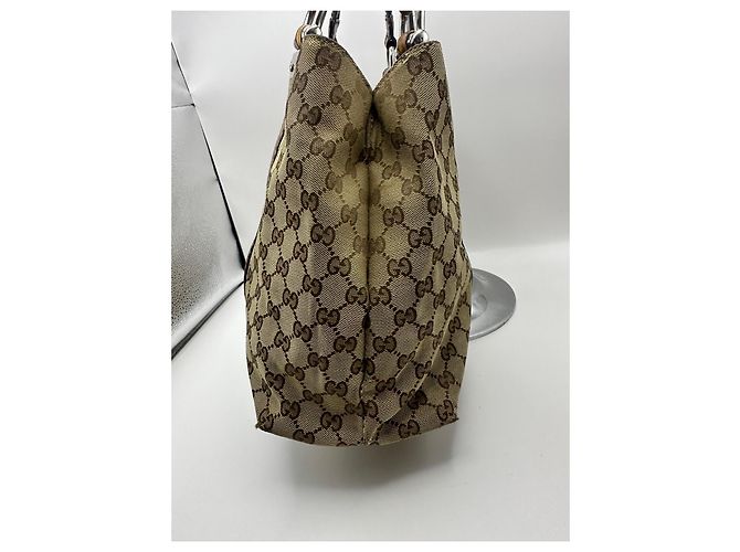 Borsa Tote Gucci Abbey Monogram Canvas Bamboo Marrone Monogramma - vista 3