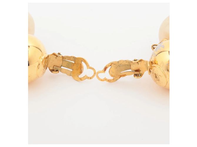 Pendientes de aro Chanel CC Ball Drop de metal con perlas artificiales y cristales medium Dorado - vista 4