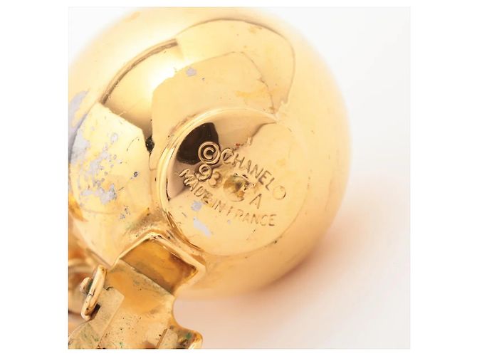 Pendientes de aro Chanel CC Ball Drop de metal con perlas artificiales y cristales medium Dorado - vista 5