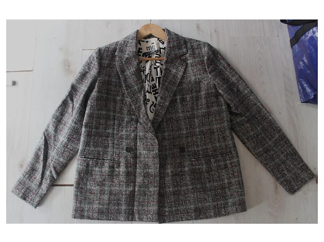 Autre Marque Mii Studio Blazer grau-rot kariert - Ansicht 6