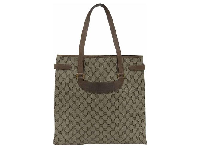 Sac à main cabas Gucci GG Plus Marron Beige - vue 2