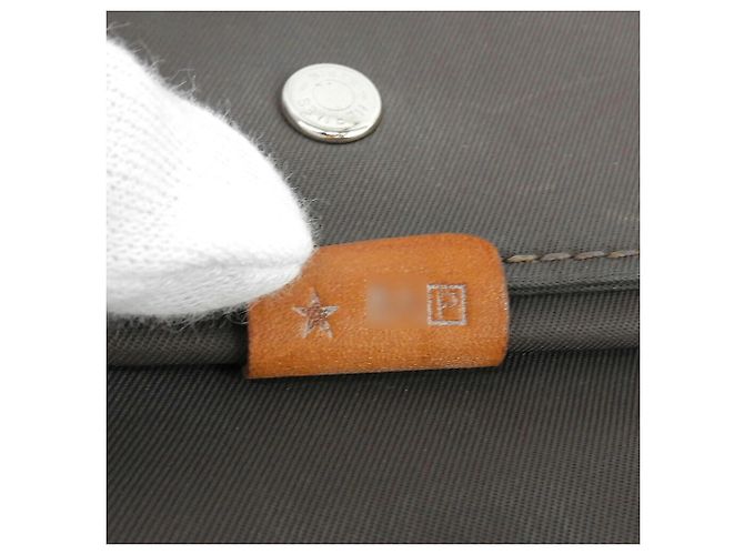 Hermès Portafoglio lungo Hermes in tela e pelle arancione - vista 8