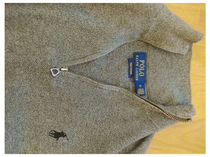 Polo Ralph Lauren grauer Baumwollpullover mit Reißverschluss - Ansicht 2