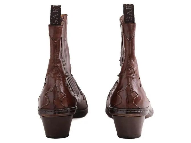 Botas de couro castanhas Sartore Marrom - vista 2