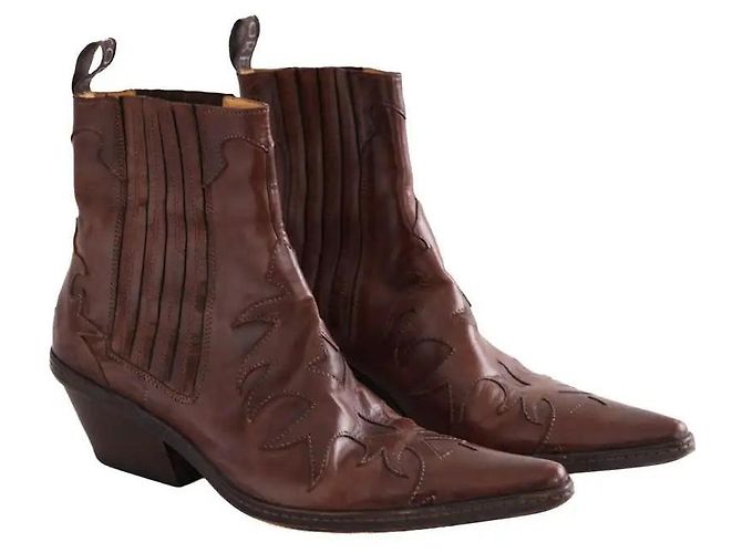 Botas de couro castanhas Sartore Marrom - vista 3