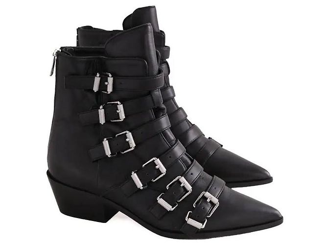 Zadig & Voltaire Black Leather Buckle Boots - view 3
