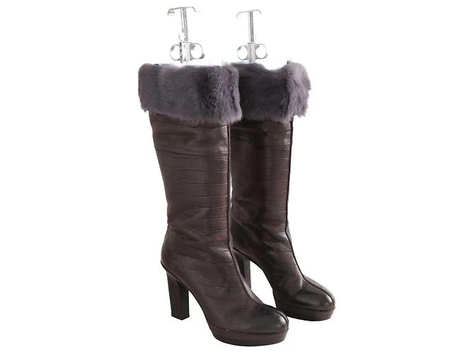 Santoni Brown Leather Boots - view 3