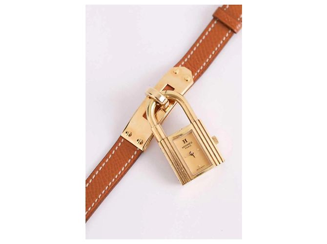 Montre Hermès Kelly plaqué or camel - vue 2