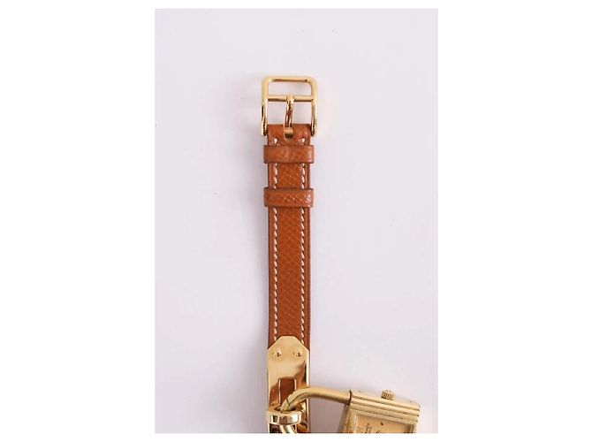 Montre Hermès Kelly plaqué or camel - vue 3