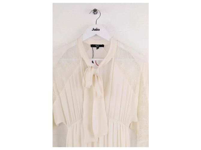 Autre Marque Oud Seidenkleid ecru Roh - Ansicht 2