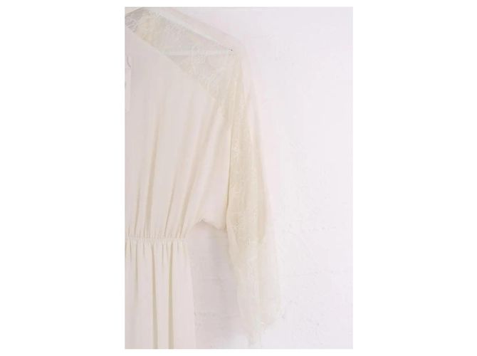 Autre Marque Oud Seidenkleid ecru Roh - Ansicht 4
