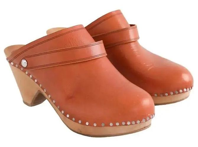 Isabel Marant Brown Leather Clogs - view 3