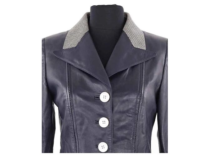 Loewe Lederjacke in Blau - Ansicht 2