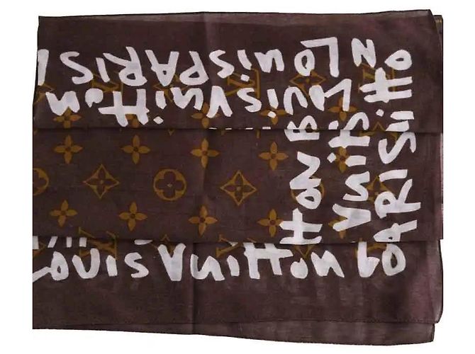 Lenço quadrado Louis Vuitton de algodão castanho Marrom - vista 3