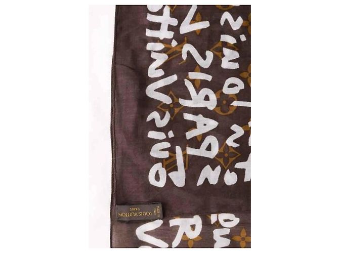 Lenço quadrado Louis Vuitton de algodão castanho Marrom - vista 4