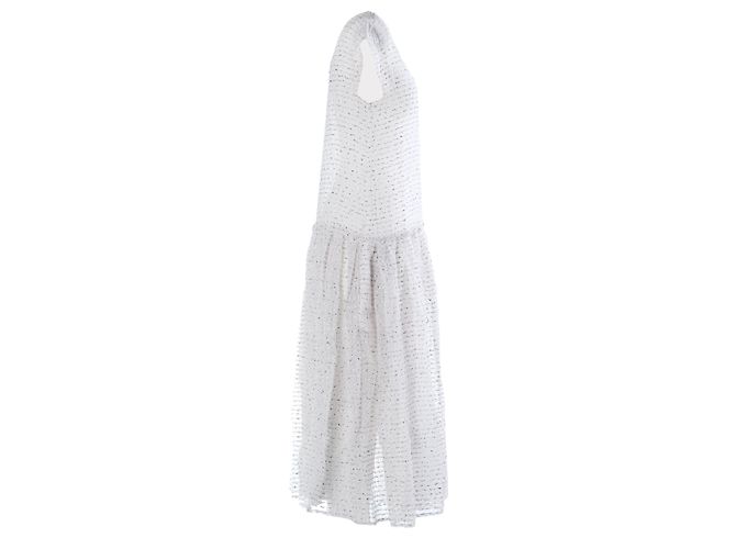 Robe maxi à taille basse en mélange de soie texturée Rochas Blanc - vue 2
