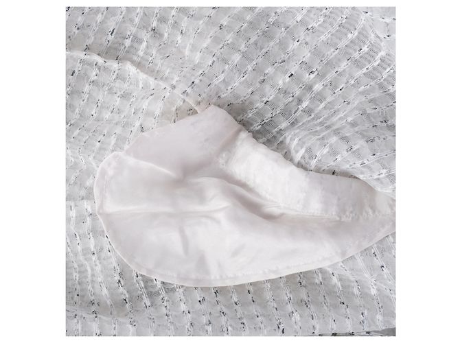 Robe maxi à taille basse en mélange de soie texturée Rochas Blanc - vue 5