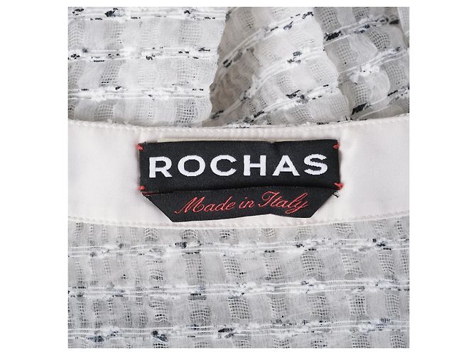 Robe maxi à taille basse en mélange de soie texturée Rochas Blanc - vue 7