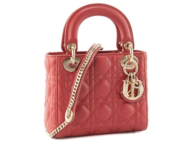 Autre Marque DIOR - Borsa a tracolla Lady Dior mini in pelle cannage rossa Rosso - vista 2