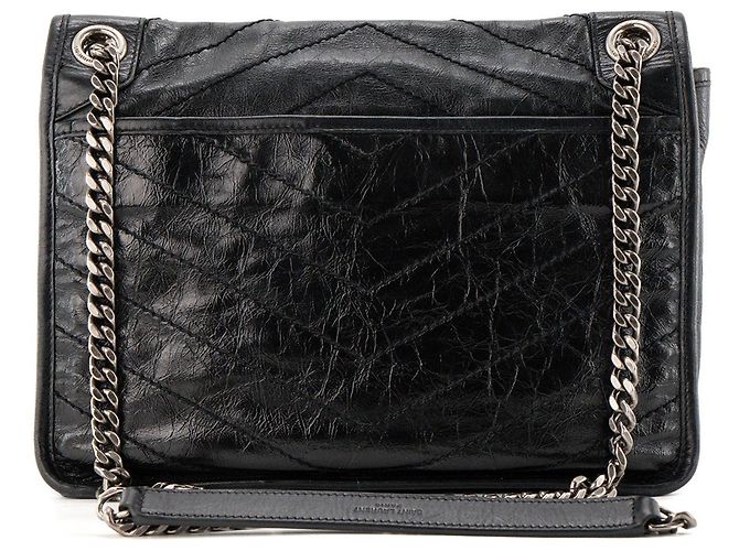 Autre Marque SAINT LAURENT - Borsa a tracolla Niki Medium Saint Laurent in pelle stropicciata nera Nero - vista 3