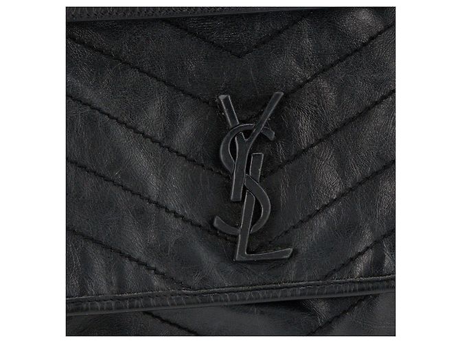Autre Marque SAINT LAURENT - Borsa a tracolla Niki Medium Saint Laurent in pelle stropicciata nera Nero - vista 5