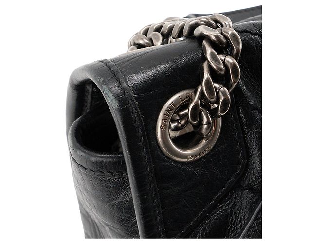 Autre Marque SAINT LAURENT - Borsa a tracolla Niki Medium Saint Laurent in pelle stropicciata nera Nero - vista 6