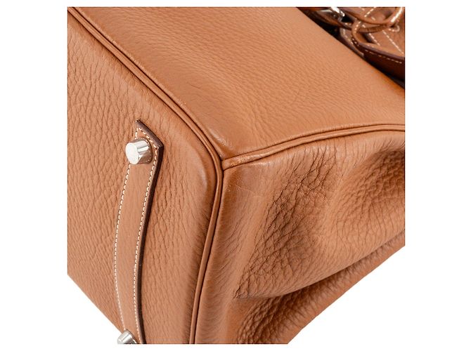 HERMÈS - Borsa Birkin 35 Hermès in pelle clémence marrone gold - vista 10
