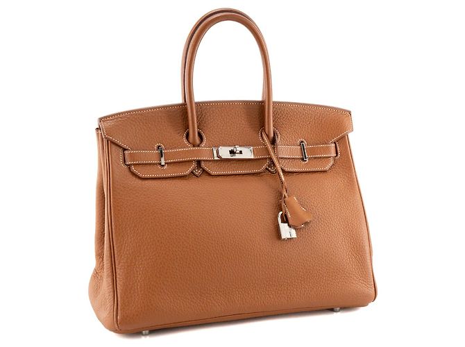 HERMÈS - Borsa Birkin 35 Hermès in pelle clémence marrone gold - vista 2