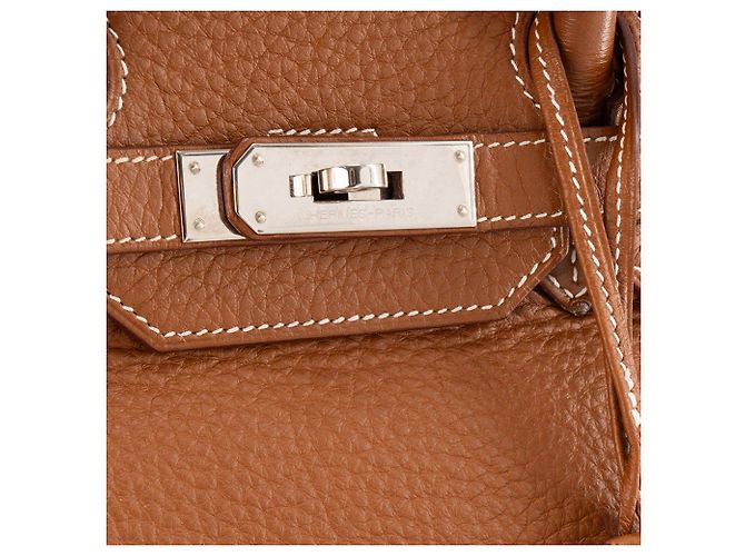HERMÈS - Borsa Birkin 35 Hermès in pelle clémence marrone gold - vista 5