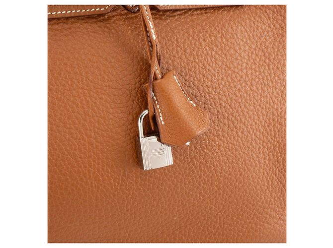HERMÈS - Borsa Birkin 35 Hermès in pelle clémence marrone gold - vista 6