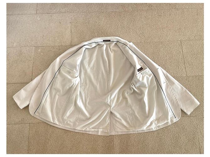Giacca Adolfo Dominguez Beige in Cotone e Lyocell Grigio - vista 3