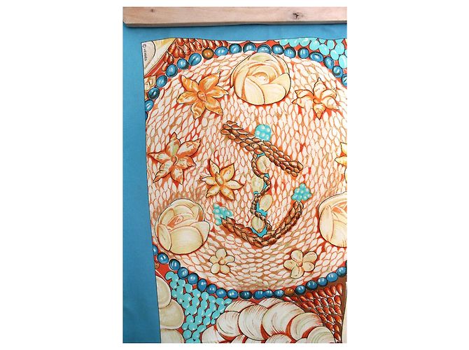 Hermès Rocaille II Seidentuch - Blau und Beige - Ansicht 2