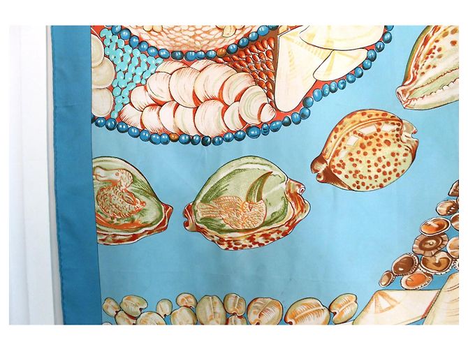 Hermès Rocaille II Seidentuch - Blau und Beige - Ansicht 5