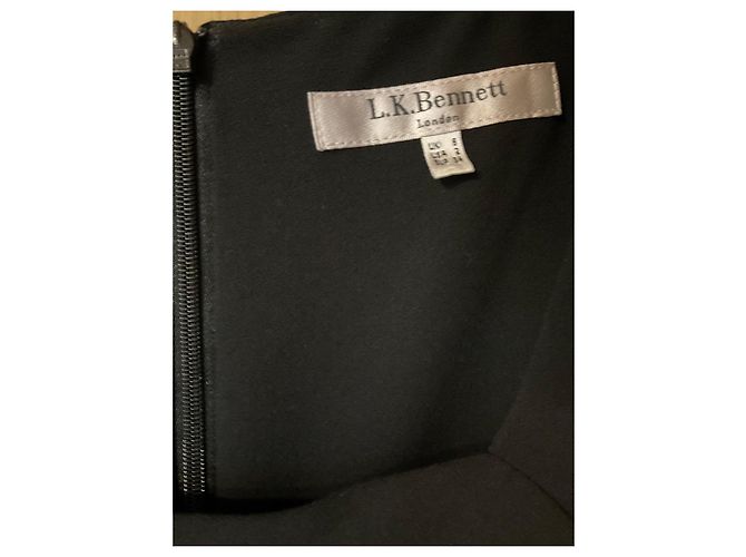 Lk Bennett Vestido vainica L.K. Bennett negro de manga corta y escote cuadrado - vista 4