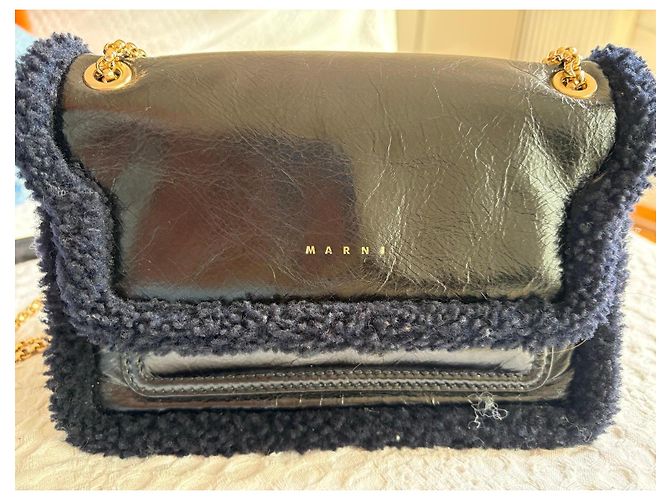 Bolso de piel Marni azul oscuro - vista 2