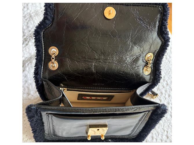 Bolso de piel Marni azul oscuro - vista 6