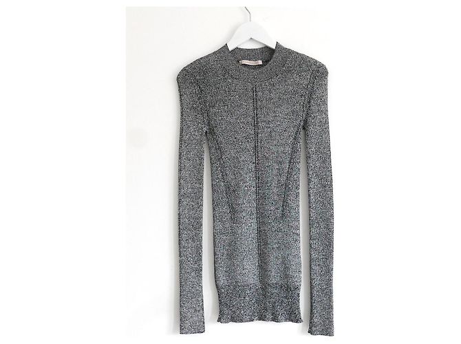 Christopher Kane Skinny Strickpullover in Silber Lurex Grau - Ansicht 2