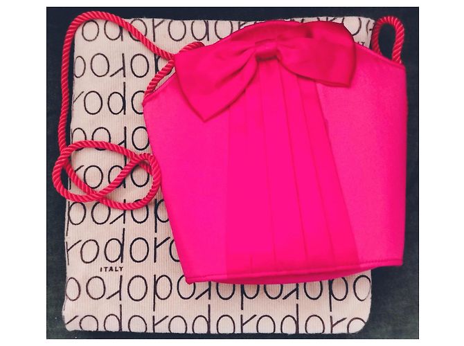 Autre Marque Rodor rote Satin-Handtasche mit Schleife - Ansicht 2