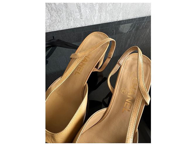Chanel Two-Tone Slingback Pumps Black Beige - view 3