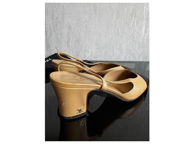 Chanel Two-Tone Slingback Pumps Black Beige - view 4