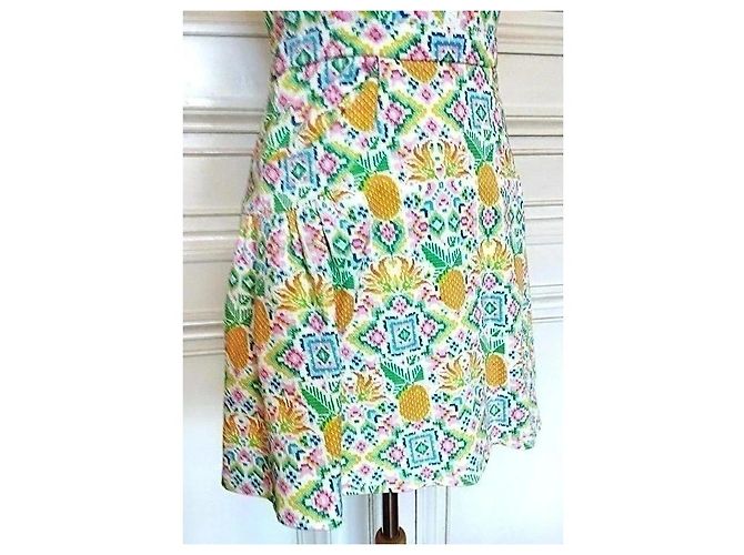 Manoush Abito Collector Reverse Esanar Pineapple Ananas TXS/S Rosa Bianco Blu Verde Arancione Giallo - vista 11