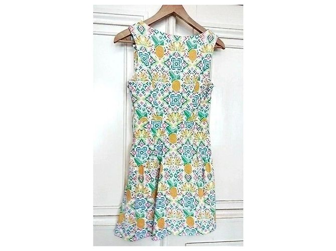 Manoush Abito Collector Reverse Esanar Pineapple Ananas TXS/S Rosa Bianco Blu Verde Arancione Giallo - vista 19