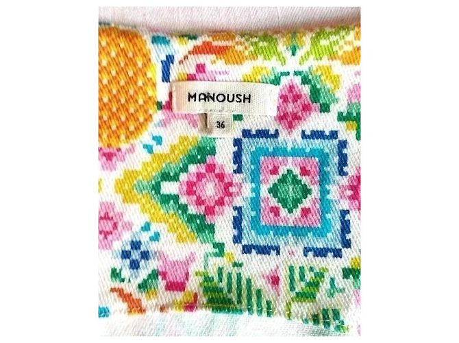 Manoush Abito Collector Reverse Esanar Pineapple Ananas TXS/S Rosa Bianco Blu Verde Arancione Giallo - vista 4
