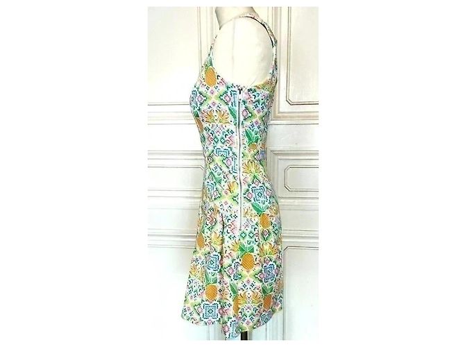 Manoush Abito Collector Reverse Esanar Pineapple Ananas TXS/S Rosa Bianco Blu Verde Arancione Giallo - vista 5