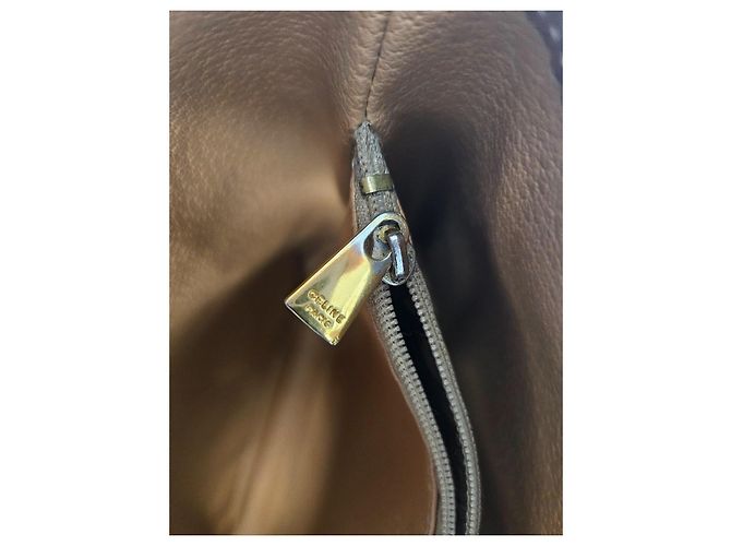 Céline Borsa tote Celine in tela rivestita marrone e pelle marrone - vista 11